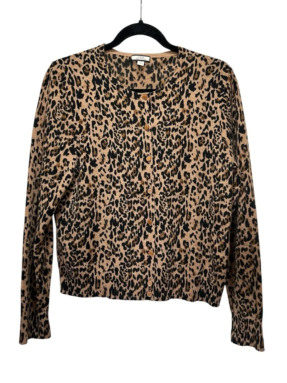 J. Crew Cashmere Animal Print Cardigan Sweater XL